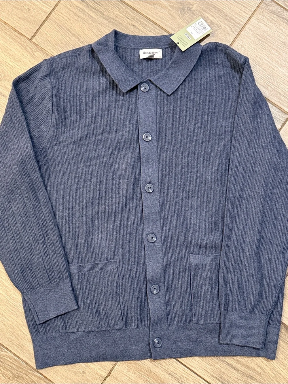 Goodfellow & Co Navy Ribbed Button-Front Cardigan NWT